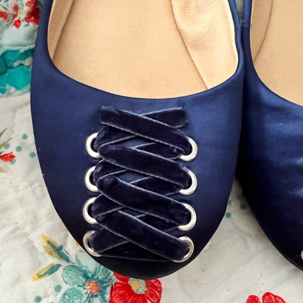 Satin royal blue flats